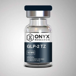 GLP-2 TZ research peptide vial containing lyophilized powder in laboratory-grade packaging