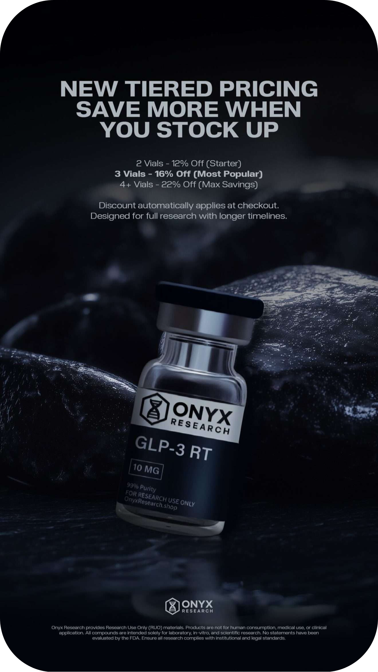 Onyx Research Peptides Premium Research Peptides with 3rd-Party tested with >99% purity.